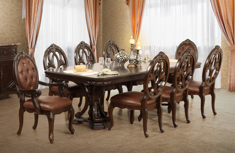 New Classic Furniture Palazzo Marina Brown 9pc Dining Room Set