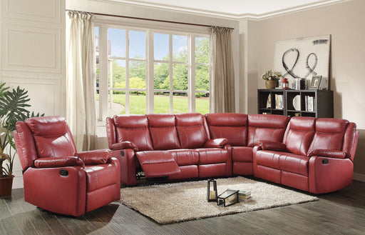 Glory Furniture Ward Red Faux Leather 4pc Living Room Set