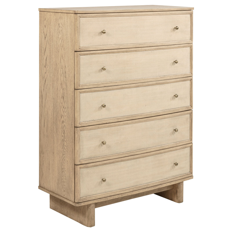 Coaster Furniture Kailani Beige Oak 5 Drawer Chest