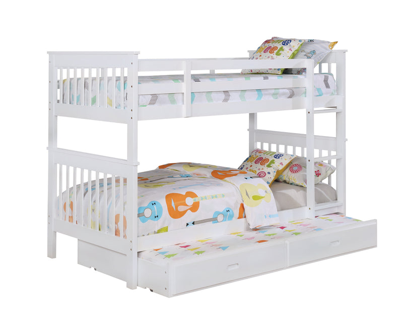 Coaster Furniture Chapman White Twin Over Twin Bunk Bed with Trundle