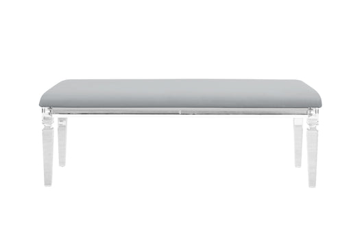 Global Furniture Romo White Bench with Acrylic Legs