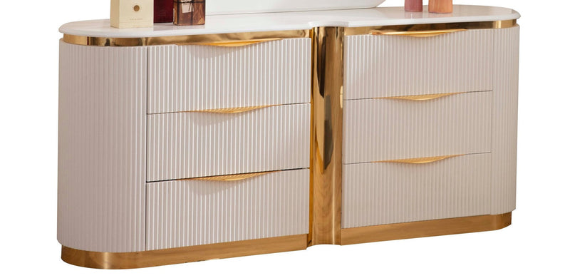 Galaxy Home Laura White Gold Dresser