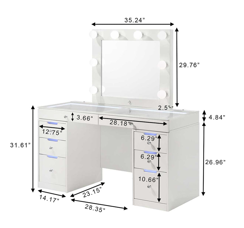 Crown Mark Luxo White Vanity SET with LED