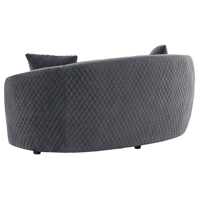 Coaster Furniture Brookside Dark Grey Velvet Curved Loveseat