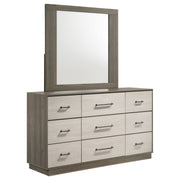 Coaster Furniture Fenwick Grey Oak Almond Brown 9 Drawer Dresser and Mirror
