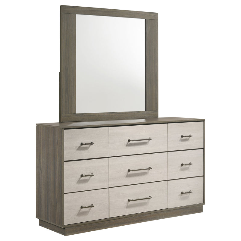 Coaster Furniture Fenwick Grey Oak Almond Brown 9 Drawer Dresser and Mirror