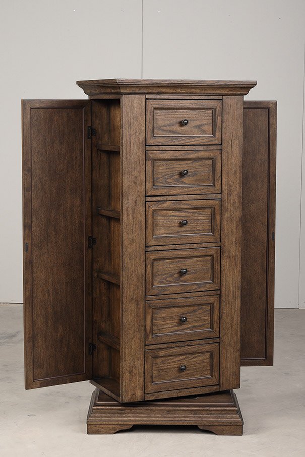 New Classic Furniture Mar Vista Walnut Swivel Lingerie Chest with Mirror