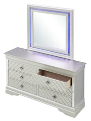 Glory Furniture Verona Sleek Silver Champagne Dresser And Mirror