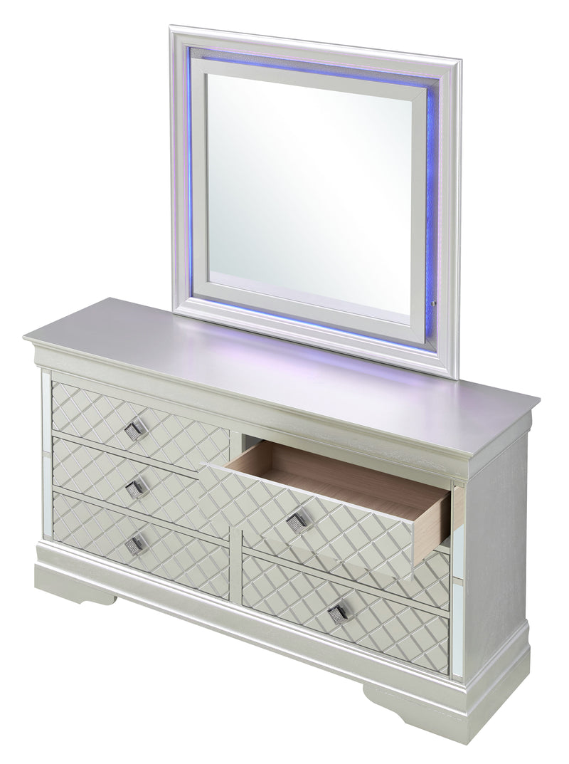 Glory Furniture Verona Sleek Silver Champagne Dresser And Mirror