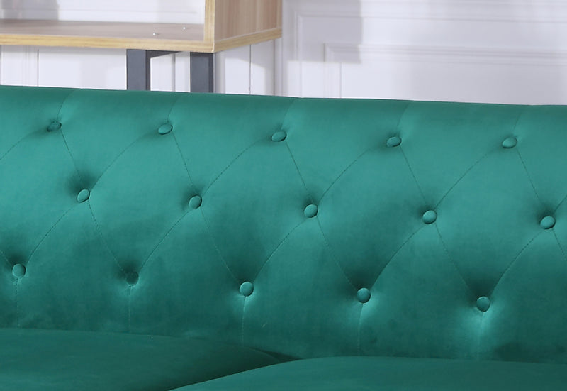 Glory Furniture Pompano Green Velvet Sofa Chaise