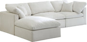 Meridian Furniture Plush Cream Velvet Modular 4pc Sectional with Ottoman