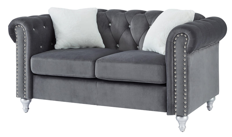 Glory Furniture Raisa Gray Velvet Loveseat