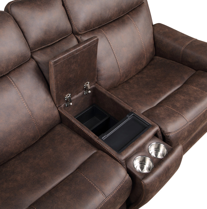 Steve Silver Valencia Walnut Power Recliner Console Loveseat