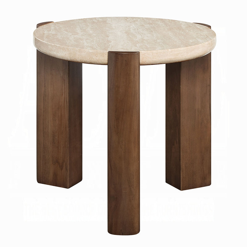 Acme Furniture Leonardo Travertine Dark Oak 3pc Coffee Table Set