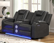 Galaxy Home Benz Brown LED Power Reclining 2pc Living Room Set