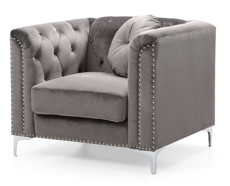 Glory Furniture Pompano Dark Gray Velvet Chair