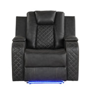 Galaxy Home Benz Gray LED Power Reclining Chair