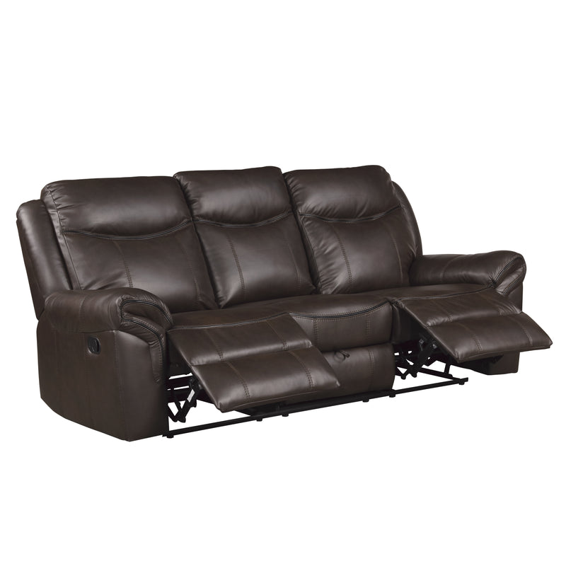 Home Elegance Aram Brown Faux Leather 2pc Living Room Set
