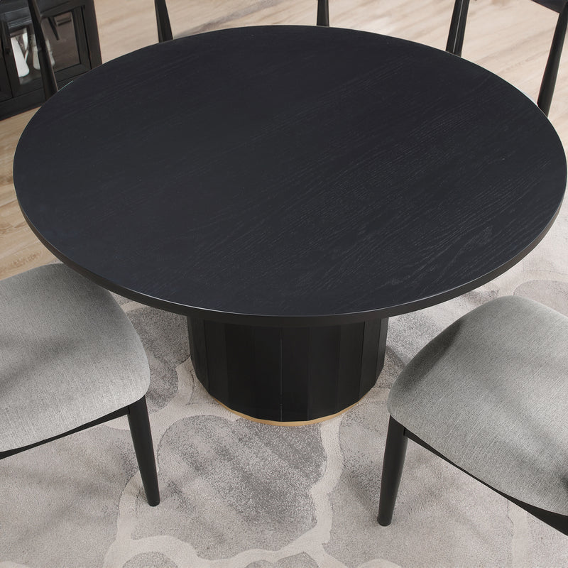 Steve Silver Magnolia Gray Black 52 Inch 5pc Round Dining Set