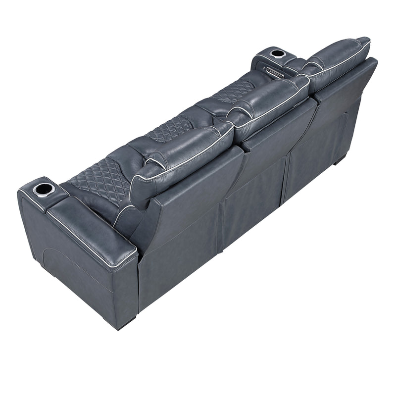 Home Elegance Apex Gray Power Double Reclining Sofa With Headrests