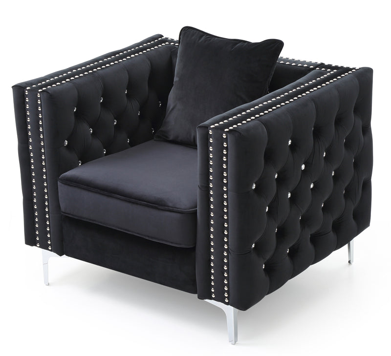 Glory Furniture Paige Black Velvet Chair