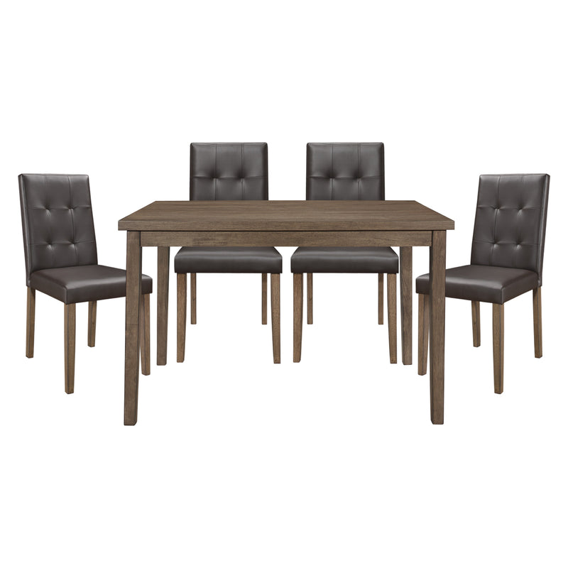 Home Elegance Ahmet Brown Walnut 5pc Dining Room Set