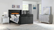 Galaxy Home Lavish Black 4pc King Bedroom Set With Fireplace