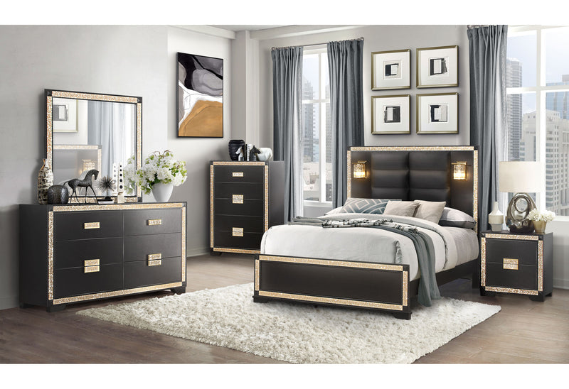 Global Furniture Blake Black Gold Nightstand