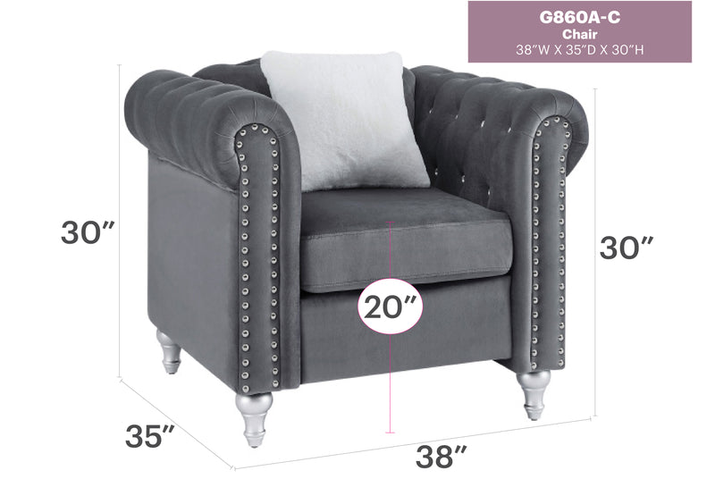 Glory Furniture Raisa Navy Blue Velvet Chair
