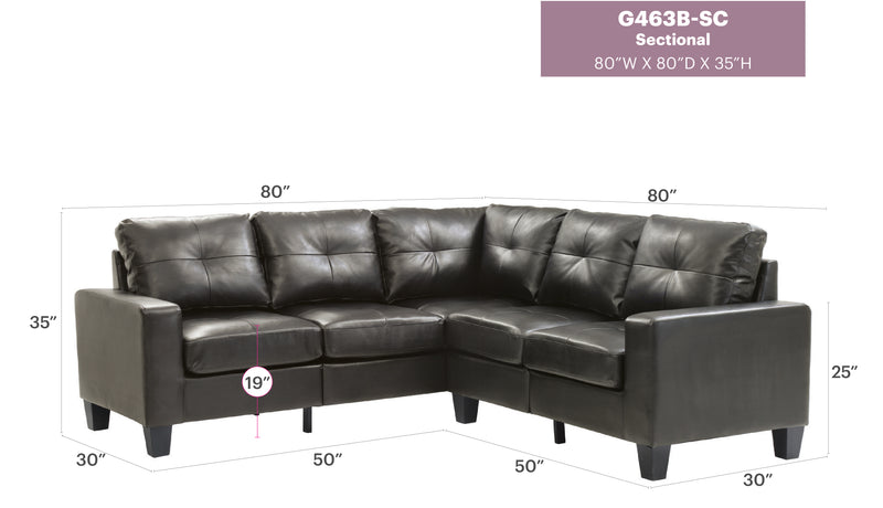 Glory Furniture Newbury Black Faux Leather Sectional