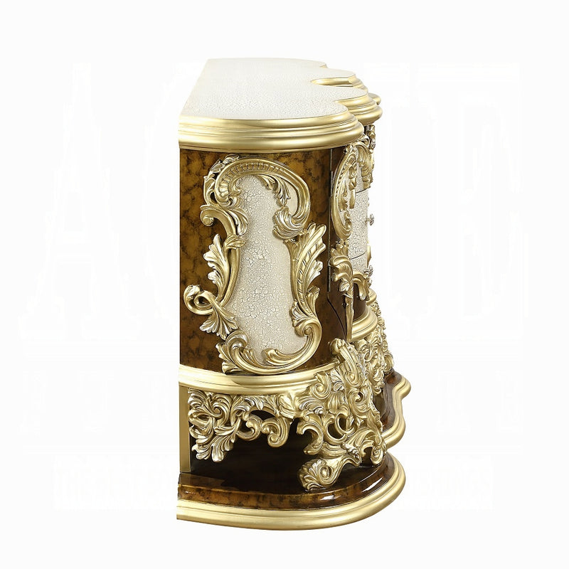 Acme Furniture Desiderius Antique Gold Brown Dresser and Mirror