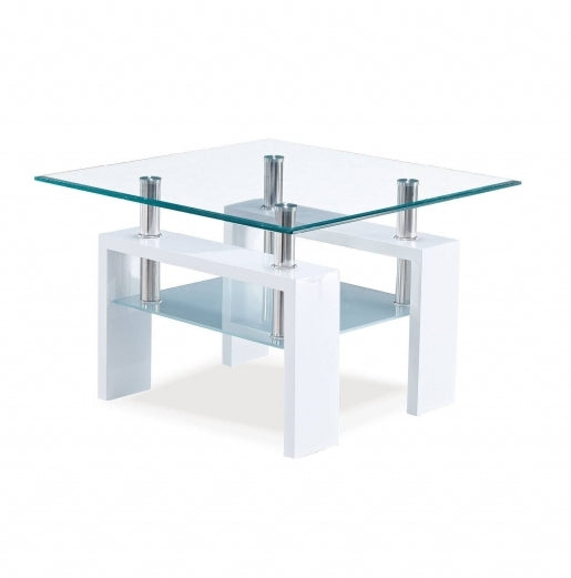 Global Furniture T648 Clear White 3pc Coffee Table Set