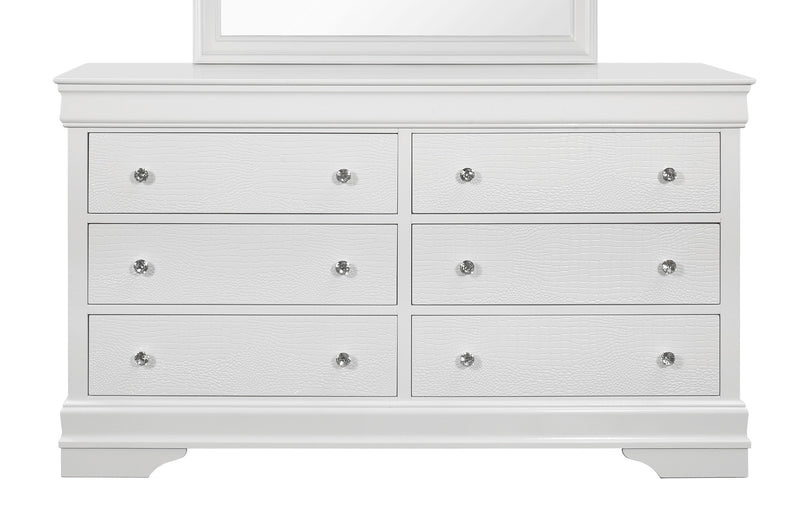 Global Furniture Pompei White Dresser and Mirror