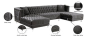 Meridian Furniture Moda Black Velvet 3pc Sectional