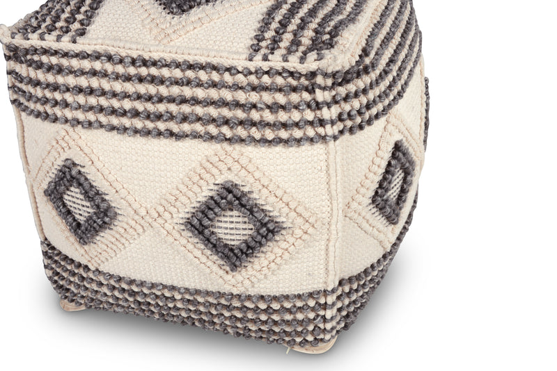 Steve Silver Dalia Beige Square Handwoven Woolen Pouf