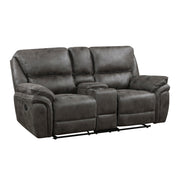 Home Elegance Proctor Brown Double Reclining Love Seat with Console