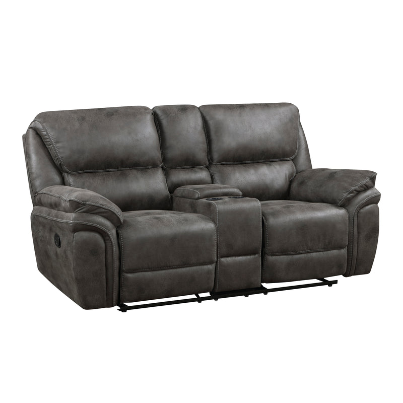 Home Elegance Proctor Brown Double Reclining Love Seat with Console