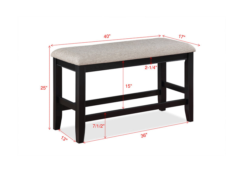 Crown Mark Fulton Light Grey Counter Height Bench