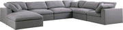 Meridian Furniture Serene Grey Fabric Modular 7pc Sectional with Ottoman