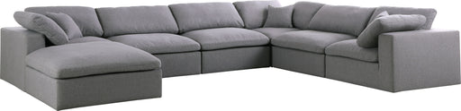 Meridian Furniture Serene Grey Fabric Modular 7pc Sectional with Ottoman