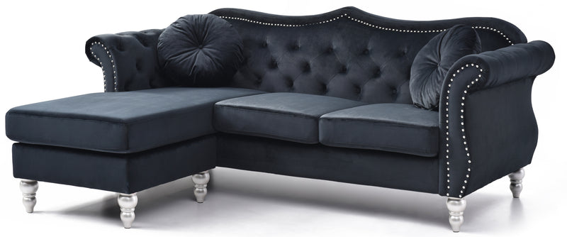 Glory Furniture Hollywood Black Sofa Chaise