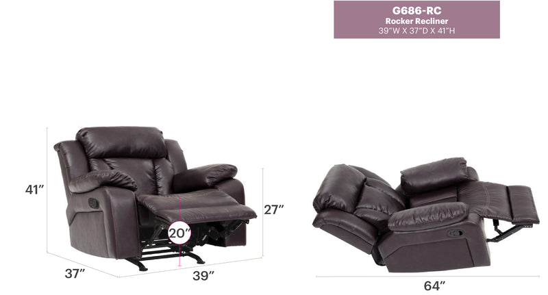 Glory Furniture Daria Black Rocker Recliner