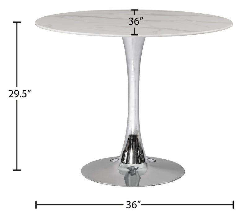 Meridian Furniture Tulip Chrome 36 Inch Dining Table