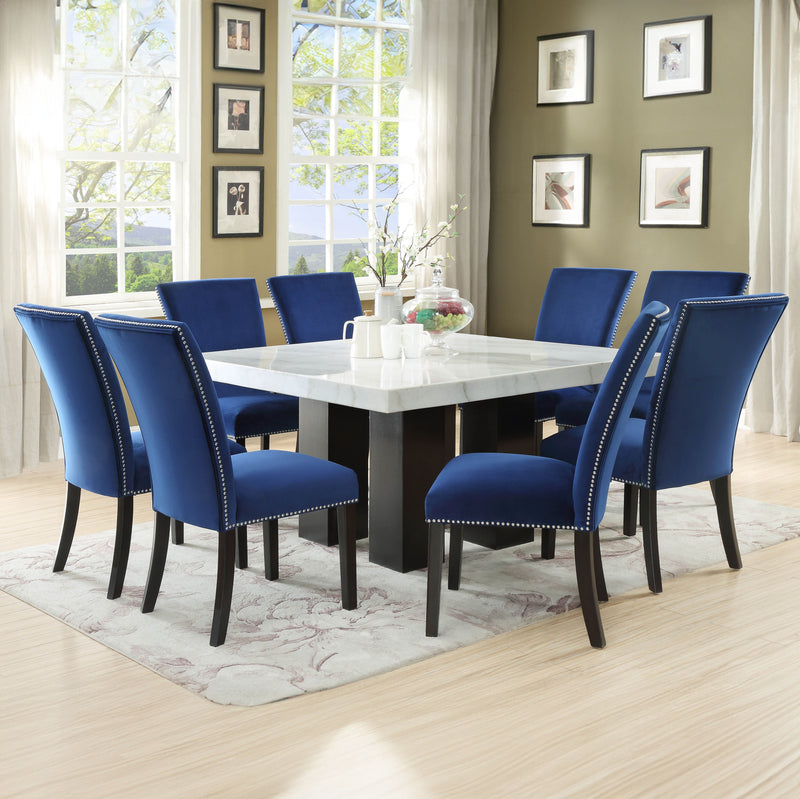 Steve Silver Camila White Blue 9pc Square Dining Set
