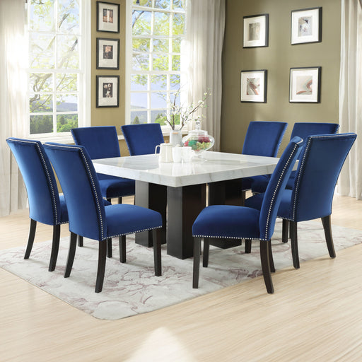 Steve Silver Camila White Blue 9pc Square Dining Set