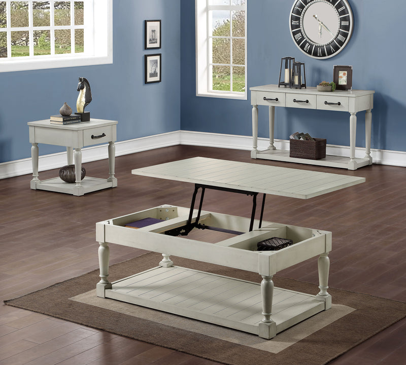 Steve Silver Hemingway Cathedral White 3pc Coffee Table Set with Sofa Table