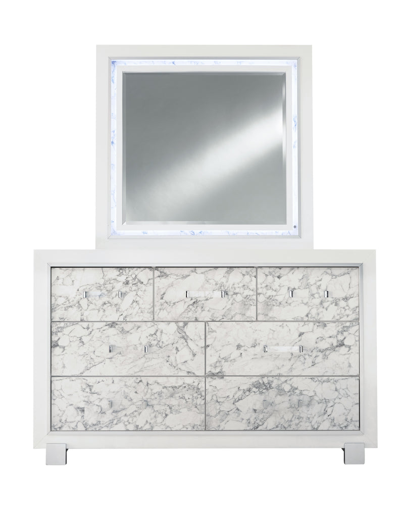 Global Furniture Santorini White Dresser and Mirror