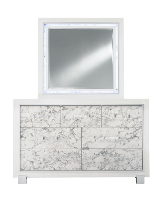 Global Furniture Santorini White Dresser and Mirror