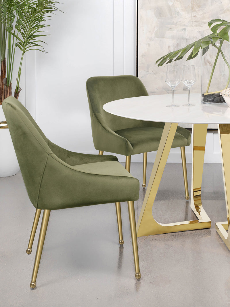 2 Coaster Furniture Mayette Olive Green Side Chairs