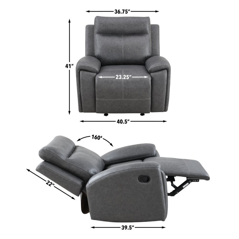 Steve Silver Gaston Gray Manual Recliner